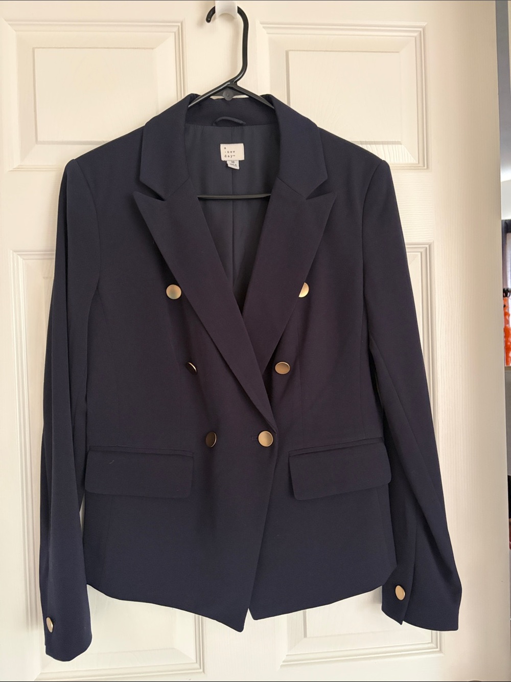 A New Day Navy Double-Breasted Blazer with Gold Buttons Never Worn-Sz 10!